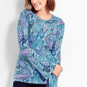 Talbots Paisley Pure Merino Wool Long Sleeve Sweater Cardigan Size Mp NWOT